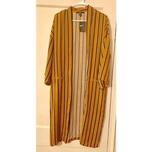 Mustard/Navy Stripe Duster Kimono